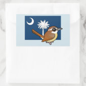 Sticker Rectangulaire Birdable d'Etat de Caroline du Sud : Carolina Wren (Sac)