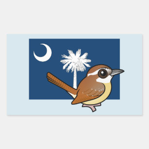 Sticker Rectangulaire Birdable d'Etat de Caroline du Sud : Carolina Wren