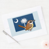 Sticker Rectangulaire Birdable d'Etat de Caroline du Sud : Carolina Wren (Enveloppe)