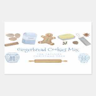 Sticker Rectangulaire Biscuits En Pain D'Argent Dans Un Cadeau De Jarre 