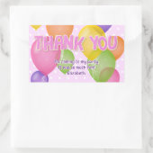Sticker Rectangulaire biscuits rose ballons anniversaire merci (Sac)