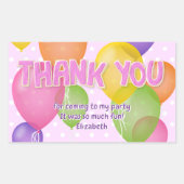 Sticker Rectangulaire biscuits rose ballons anniversaire merci (Devant)