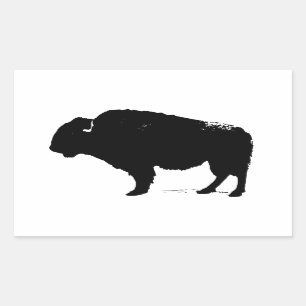 Sticker Rectangulaire Bison de Buffalo Art noir et blanc
