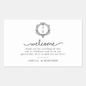 Sticker Rectangulaire black and white foliage Crest wedding invitation (Devant)