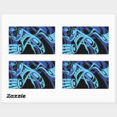 Sticker Rectangulaire Black Blue Haida Eagle Thunder Bird Art autochtone (Feuille)