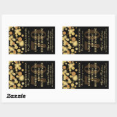 Sticker Rectangulaire Black Gold Champagne Bubbles Birthday Label 750ml (Feuille)