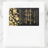 Sticker Rectangulaire Black Gold Champagne Bubbles Birthday Label 750ml (Sac)