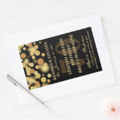 Sticker Rectangulaire Black Gold Champagne Bubbles Birthday Label 750ml (Enveloppe)