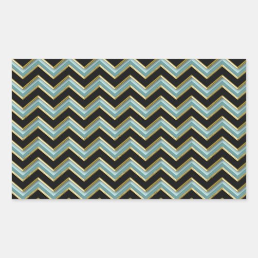 Sticker Rectangulaire Black Gold Turquoise ZigZag (Devant)