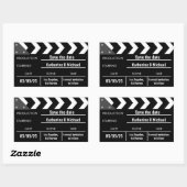 Sticker Rectangulaire Black Movie Clapboard Mariage Enregistrer La Date (Feuille)