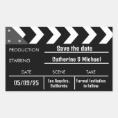 Sticker Rectangulaire Black Movie Clapboard Mariage Enregistrer La Date (Devant)