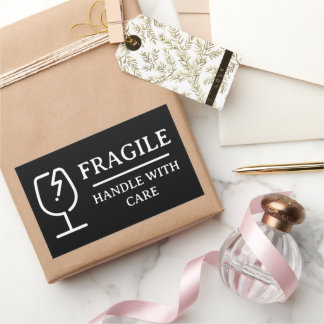 Sticker Rectangulaire Black Professional Fragile Handle With Care