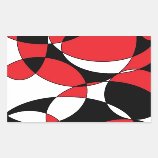 Sticker Rectangulaire Black, white and red ellipticals (Devant)