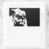Sticker Rectangulaire Black & white lion pop art (Sac)