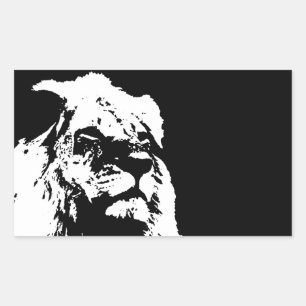 Sticker Rectangulaire Black & white lion pop art