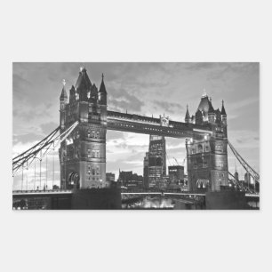 Sticker Rectangulaire Black White London Tower Bridge UK Travel