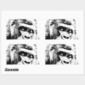 Sticker Rectangulaire Black White Pop Art Gorilla (Feuille)