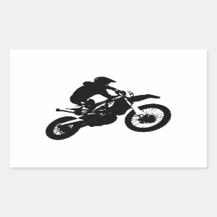 Sticker Rectangulaire Black White Pop Art Motocross Motorcyle Sport