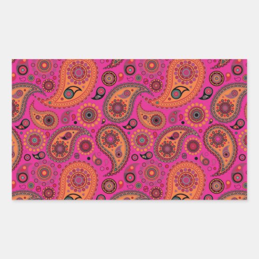 Sticker Rectangulaire Blacklight Paisley (Devant)