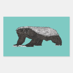 Sticker Rectangulaire Blaireau Ratel Impressionnant Sale Caractère Anima