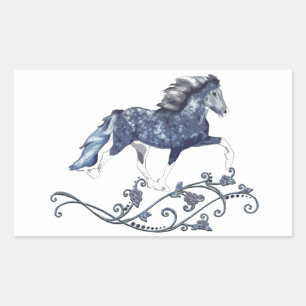 Sticker Rectangulaire Blámóða  Cheval Islandais Bleu
