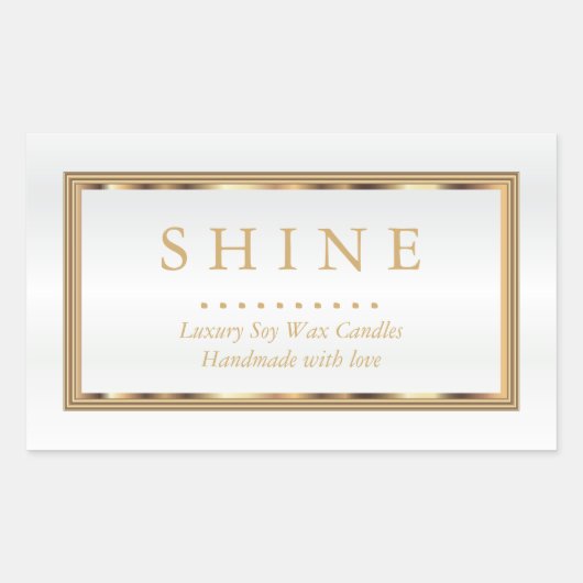 Sticker Rectangulaire Blanc et or personnalisés (Devant)