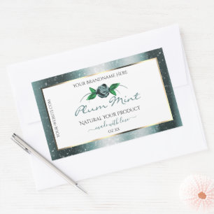 Sticker Rectangulaire Blanc floral avec Parties scintillant Turquoise fo