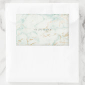 Sticker Rectangulaire Blanc Mint Green Gold Marbre gris Vip (Sac)
