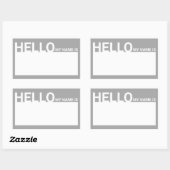 Sticker Rectangulaire Blanc Moderne Bonjour Mon Nom Est Gris (Feuille)