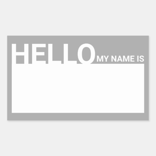 Sticker Rectangulaire Blanc Moderne Bonjour Mon Nom Est Gris (Devant)