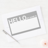 Sticker Rectangulaire Blanc Moderne Bonjour Mon Nom Est Gris (Enveloppe)