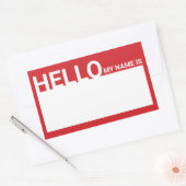 Sticker Rectangulaire Blanc Moderne Bonjour Mon Nom Est Rouge (Enveloppe)