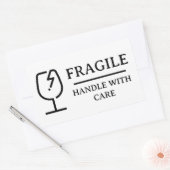 Sticker Rectangulaire Blanc Poignée Fragile avec soin Professionnel (Enveloppe)