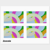 Sticker Rectangulaire Blanc, vert, violet, jaune, cercles bruns (Feuille)