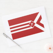 Sticker Rectangulaire Blancs et Chevrons sur Rouge avec Monogramme (Enveloppe)