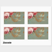 Sticker Rectangulaire Blenheim Rose avec amour (Feuille)