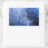 Sticker Rectangulaire Bleu, Argent et Blanc Joyeux voeux de Noël (Sac)