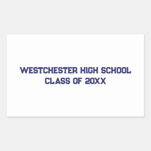 Sticker Rectangulaire Bleu blanc personnalisé école et année de classe d