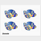 Sticker Rectangulaire Bleu Cartoon Papillon Poisson (Feuille)