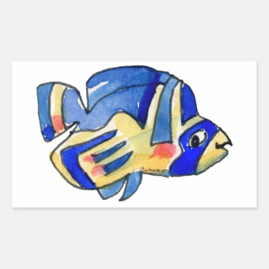 Sticker Rectangulaire Bleu Cartoon Papillon Poisson (Devant)