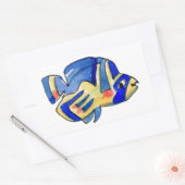 Sticker Rectangulaire Bleu Cartoon Papillon Poisson (Enveloppe)