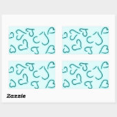 Sticker Rectangulaire Bleu Coeur mignon (Feuille)