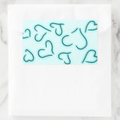 Sticker Rectangulaire Bleu Coeur mignon (Sac)