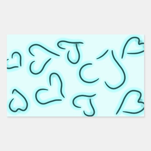 Sticker Rectangulaire Bleu Coeur mignon (Devant)