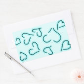 Sticker Rectangulaire Bleu Coeur mignon (Enveloppe)
