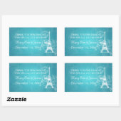 Sticker Rectangulaire Bleu de Paris romantique de mariage d'étiquette (Feuille)