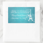 Sticker Rectangulaire Bleu de Paris romantique de mariage d'étiquette (Sac)