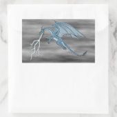 Sticker Rectangulaire Bleu Dragon cracher la foudre (Sac)