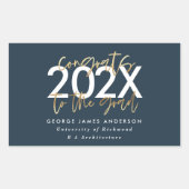 Sticker Rectangulaire Bleu et or écriture moderne design graduation (Devant)