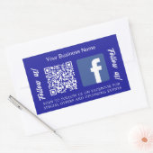 Sticker Rectangulaire Bleu foncé nom commercial qr code Facebook (Enveloppe)